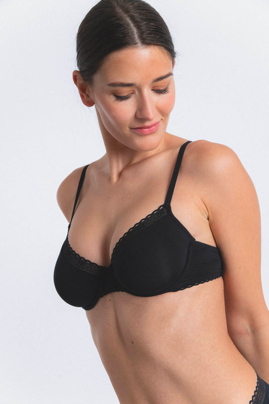 LA PETITE LEJABY : Soutien-gorge avec armatures noir issu de fibres végétales