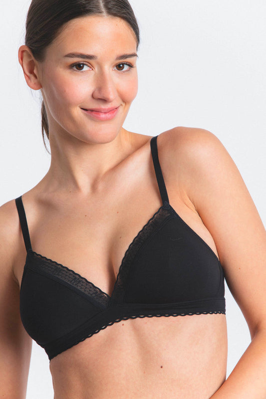 LA PETITE LEJABY : Soutien-gorge triangle sans armatures noir issu de fibres végétales