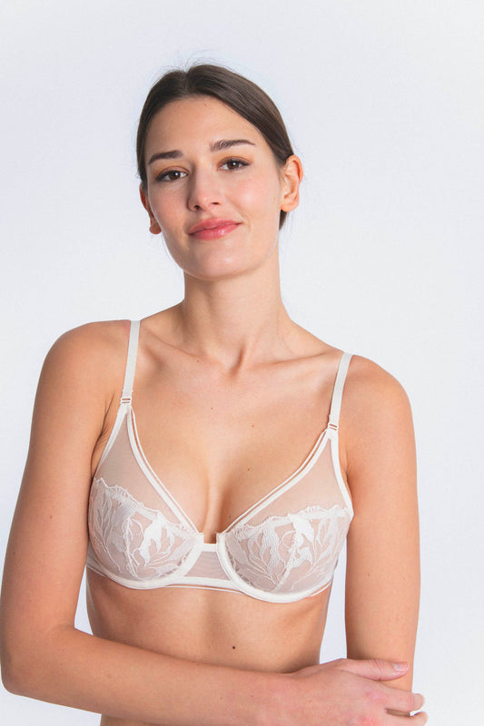 SIN : Soutien-gorge avec armatures beige en broderie