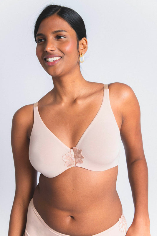 SENSE : Soutien-gorge avec armatures grande taille rose fumé en tencel