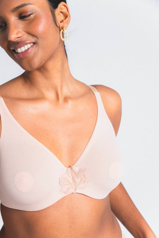 SENSE : Soutien-gorge avec armatures grande taille rose fumé en tencel