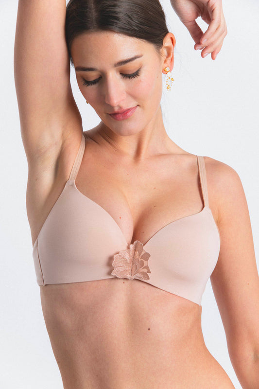 SENSE : Soutien-gorge avec armatures rose fumé en tencel