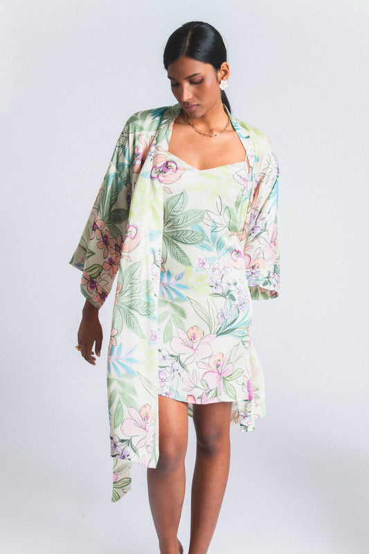 PARADISE : Kimono en viscose imprimé